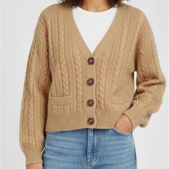 Zara Sweaters - Zara Women's Cardigan S Brown V-Neck Button Cardigan Camel SIZE L # 1128